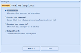 Select the type of business card