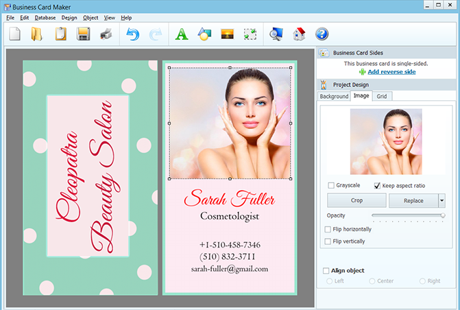 Making double-sided business cards for cosmetologists