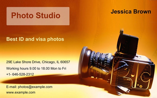 business card idea for a studio