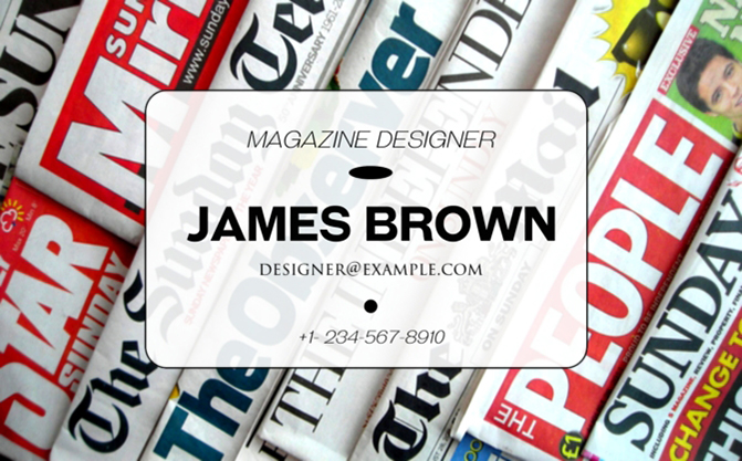 business card for a magazine designer