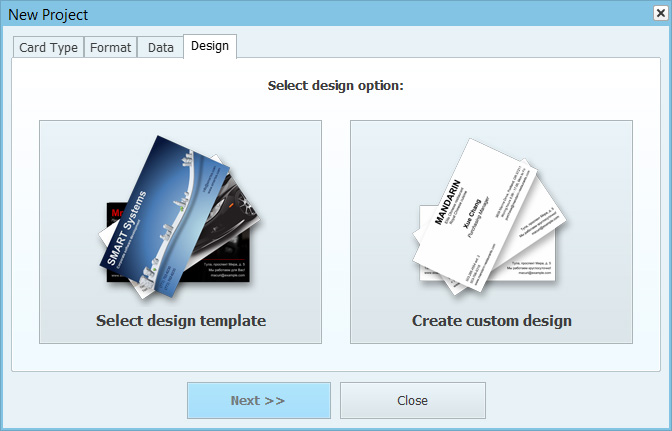 Business card design wizard