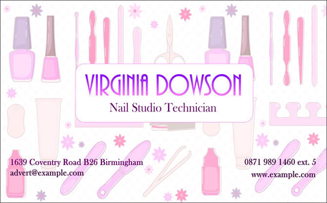 Beauty Salon Ad with Manicurist Applying Nail Polish Online Business Card  European Template - VistaCreate