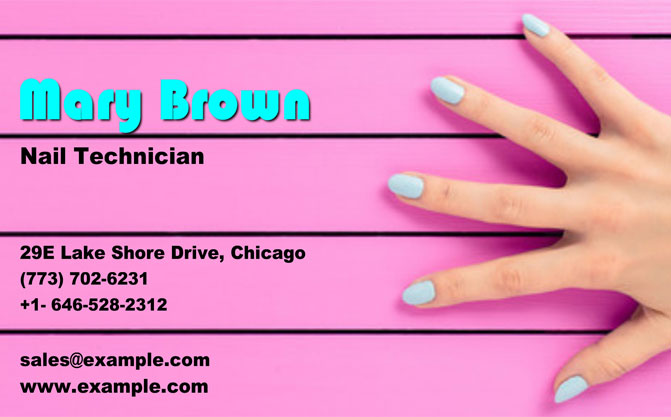 Business cards showcasing nail designs
